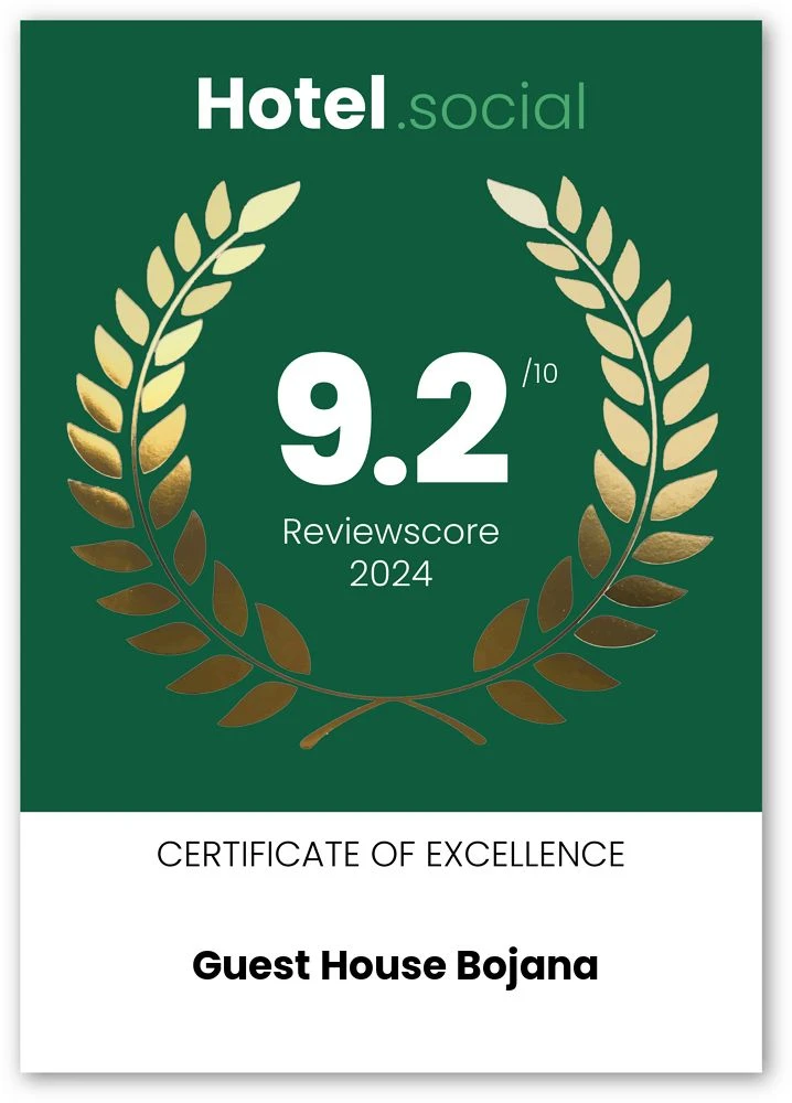 Hotel.social, Certificate of Excellence: Guest House Bojana, Reviewscore 9.2 от 10, 2024